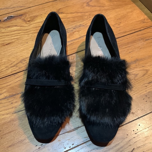Donald J. Pliner Lilian Shoes Kid Black Suede & Rabbit Fur Loafer Women’s Size 6 - Picture 2 of 8